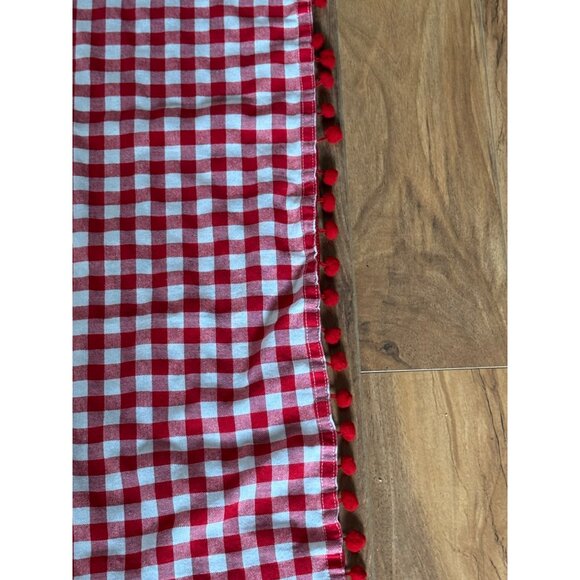 Pioneer Woman Sweet Gingham Small Window Curtain Valance Pom Pom Set of 2 60" - Picture 4 of 6